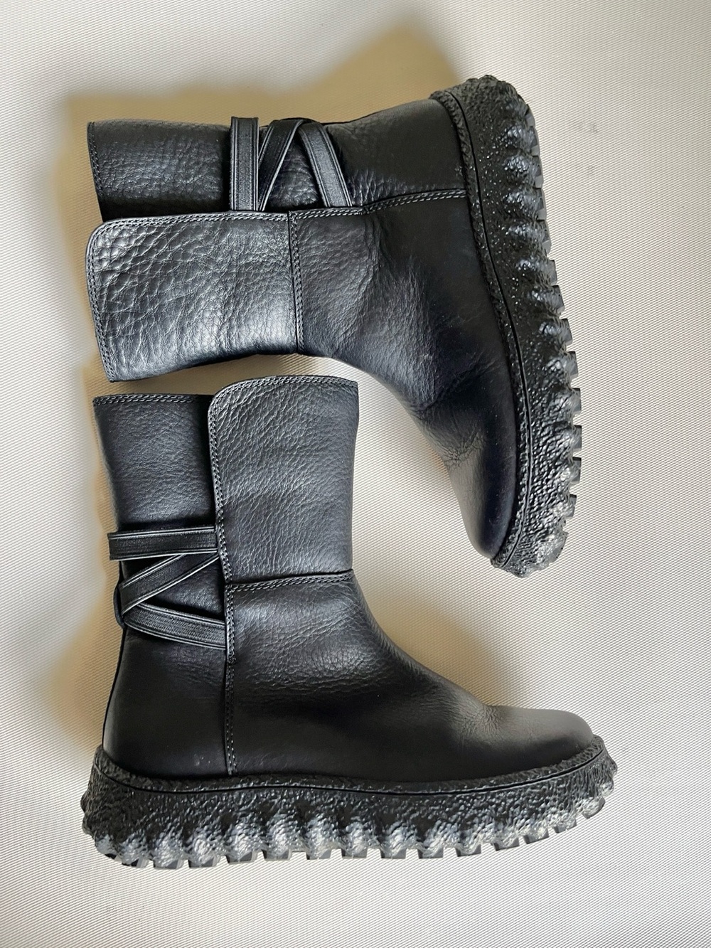 Camper Boots Black Leather Michelin Lug Soles